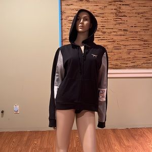 Victoria's Secret Pink Sequin Bling Hoodie Black White Gray Silver Size L